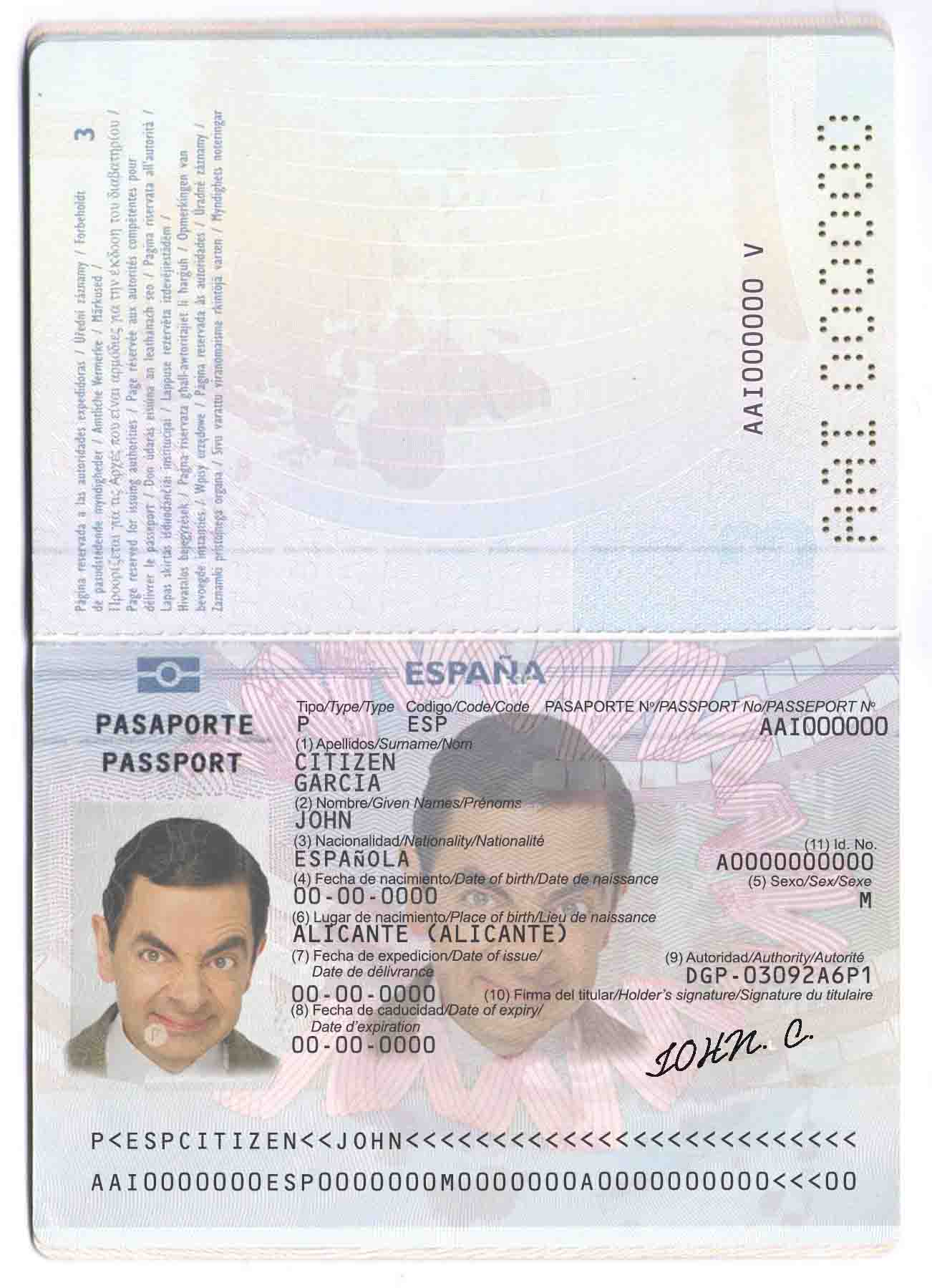 Download Spain passport  (till 2015) Photoshop template